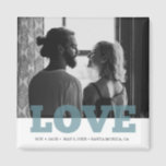 Modern Photo Love Wedding Favor Magnet<br><div class="desc">These modern photo love typography design magnets are perfect for save the dates or wedding favors. Customize with your photo,  names,  wedding date and location. Contact me through the button below if you need further customization or assistance with fitting your photo on the template.</div>