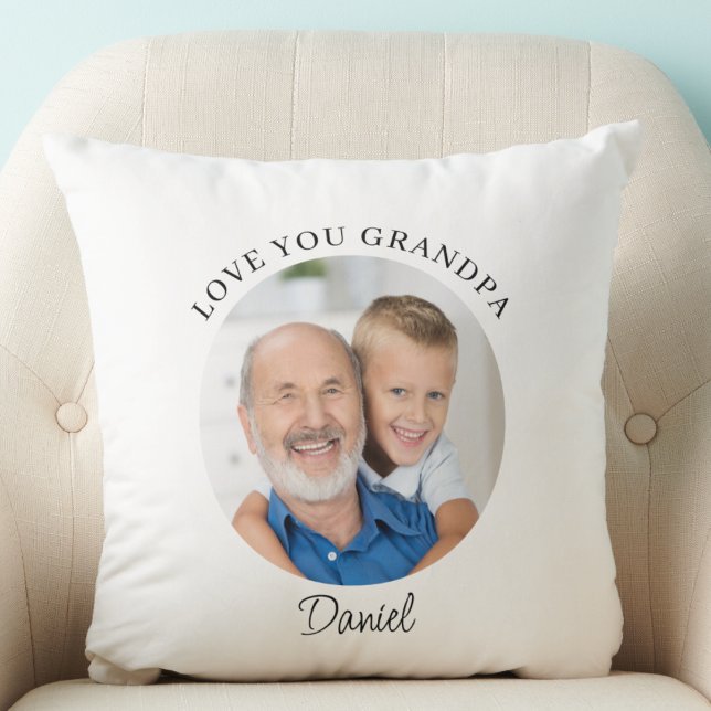 Modern Photo Love You Grandpa Keepsake Cushion (Creator Uploaded)