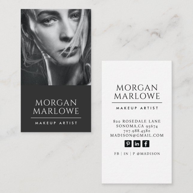 Modern Photo Makeup Artist Business Card (Front/Back)