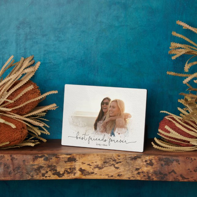 Modern Photo Mask Best Friends Forever Quote Plaque (Side)