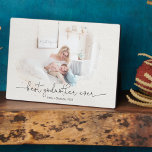 Modern Photo Mask Best Godmother Ever Script Quote Plaque<br><div class="desc">Let the best godmother ever know exactly how you feel with this beautiful watercolor photo mask photo plaque. This trendy, unique and elegant design features your favourite photo behind a watercolor look photo mask—perfect for display in the home or office. This design features 'best godmother ever' in hand lettered script,...</div>