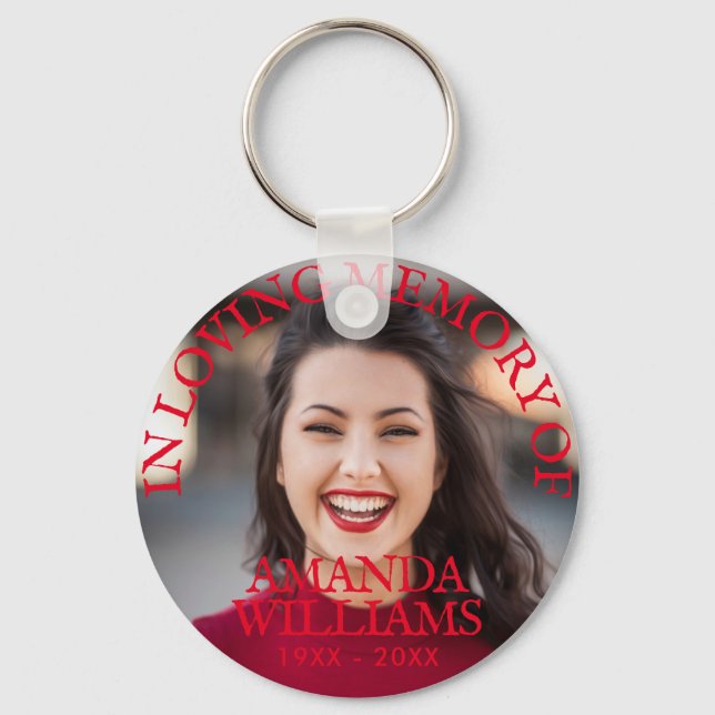 Modern Photo Memorial Keepsakes in Loving Memory Key Ring (Front)