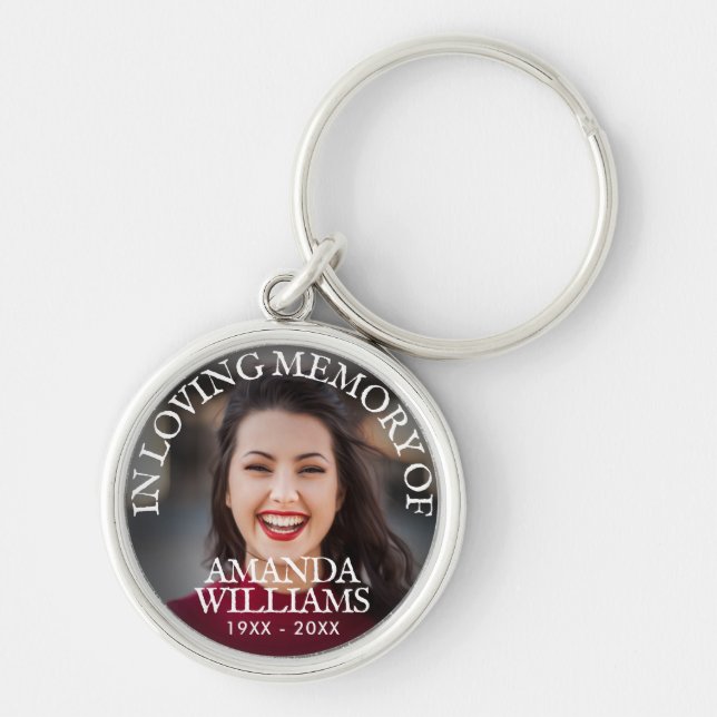 Modern Photo Memorial Keepsakes in Loving Memory Key Ring (Front)