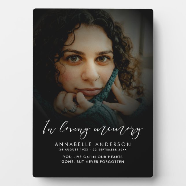 Modern Photo Memorial Tabletop Plaque with Easel (Front)