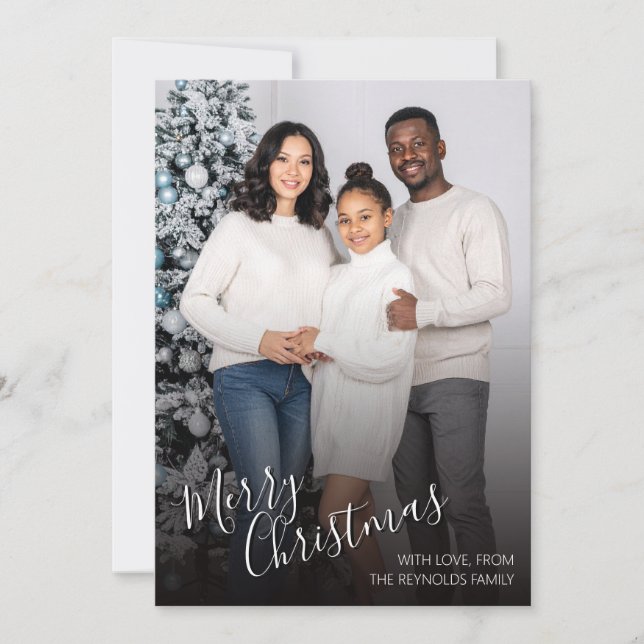 Modern Photo Merry Christmas Flat Greeting Card (Front)