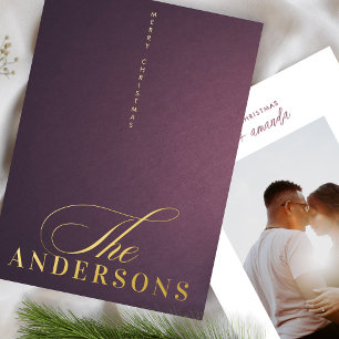 Modern Photo Merry Christmas GOLD Gradient Fun Foil Holiday Card