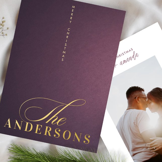 Modern Photo Merry Christmas GOLD Gradient Fun Foil Holiday Card (Creator Uploaded)