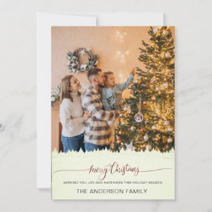 Modern Photo Merry Christmas White Trees Holidays Invitation