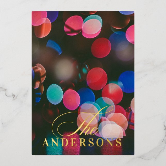 Modern Photo Merry Father Christmas Gradient Foil Holiday Card (Front)