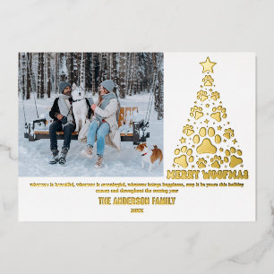 Modern Photo Merry Woofmas Gold Foil Holiday Card