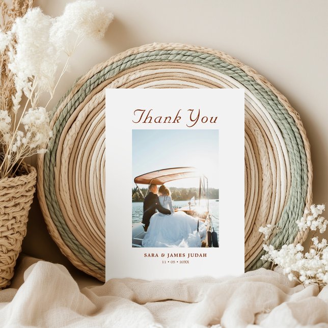 Modern Photo Minimal Couples Message Wedding Thank You Card (Creator Uploaded)