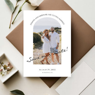 modern photo minimal save the date  announcement