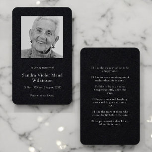 Modern photo minimalist memorial prayer card