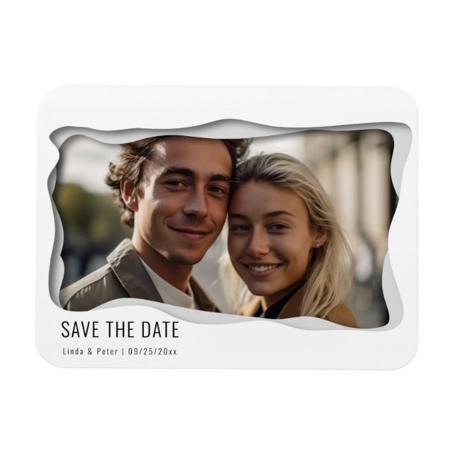 Modern Photo Minimalist Wedding Save the Date Magnet (Horizontal)