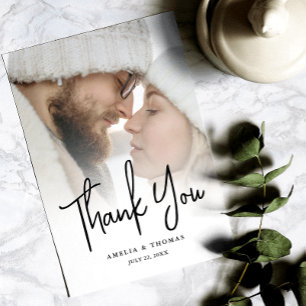 Modern Photo Minimalist Wedding Thank You Card
