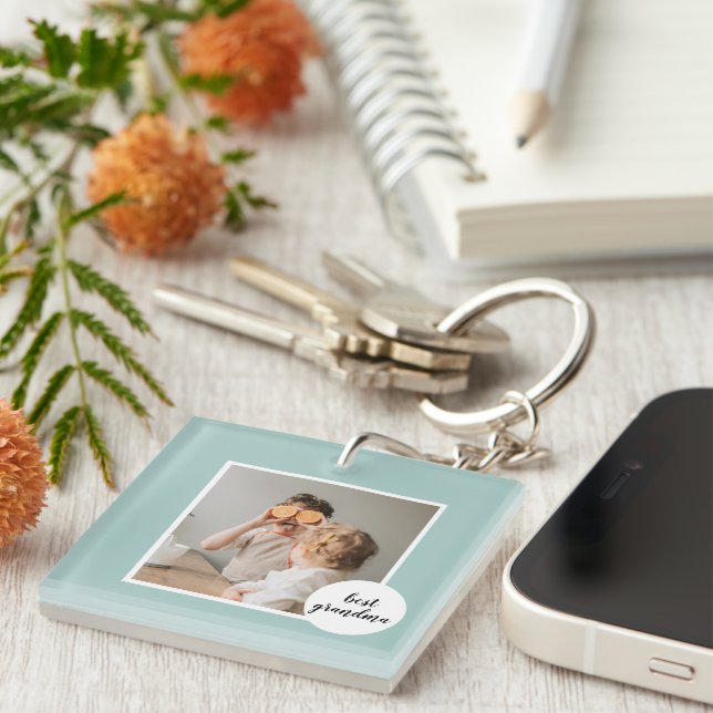 Modern Photo Mint Lovely Grandma Gift  Key Ring (Front Right)