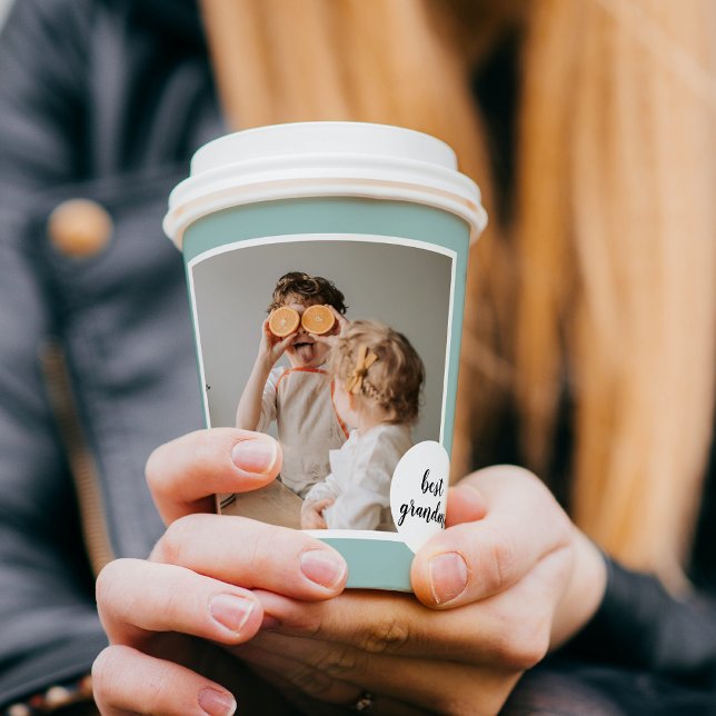 Modern Photo Mint Lovely Grandma Gift  Paper Cups (Creator Uploaded)