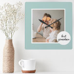 Modern Photo Mint Lovely Grandma Gift  Square Wall Clock<br><div class="desc">Whether you're looking for a Mother's Day gift, birthday present, or just want to show your grandma how much she means to you, the Modern Photo Mint Lovely Grandma Gift is the perfect choice. It's a beautiful and sentimental way to honour the special bond between a grandmother and her family,...</div>