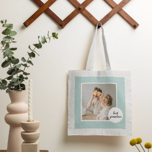 Modern Photo Mint Lovely Grandma Gift Tote Bag