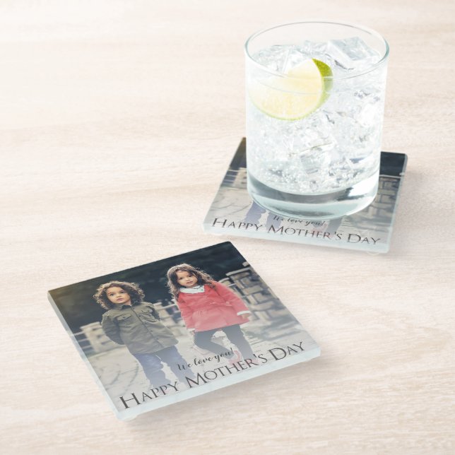 Modern Photo Mother's Day Glass Coaster (Angled)