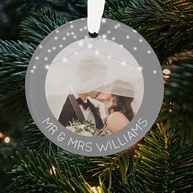 Modern Photo Mr & Mrs Christmas Tree Ornament (Creator Uploaded)