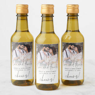 Modern Photo Name Date Love Thanks Wedding Favour Wine Label
