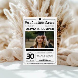 Modern Photo Newspaper Graduation Invitation