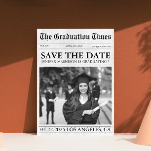 Modern photo newspaper Graduation save the date