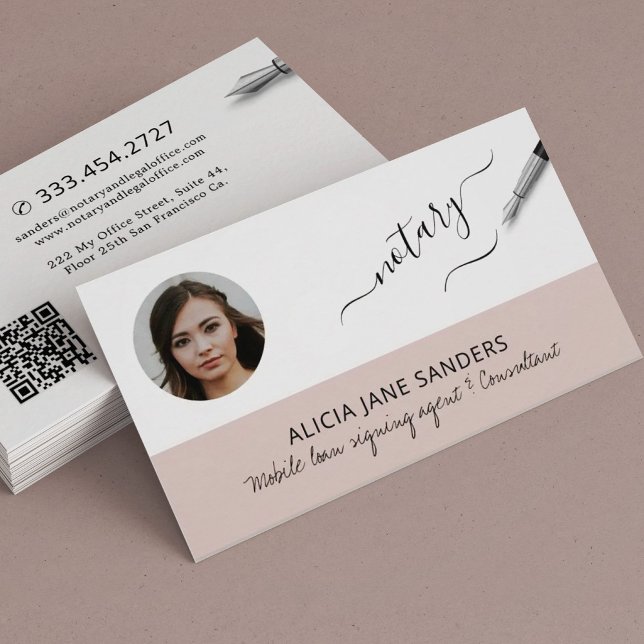 Modern photo notary mobile signing agent  business card (Creator Uploaded)