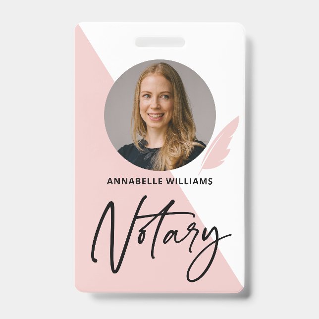 Modern Photo Notary Signing Agent  Badge ID Badge (Front)