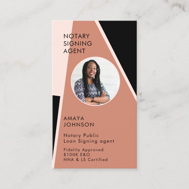 Modern Photo Notary Signing Agent Business Card (Front)