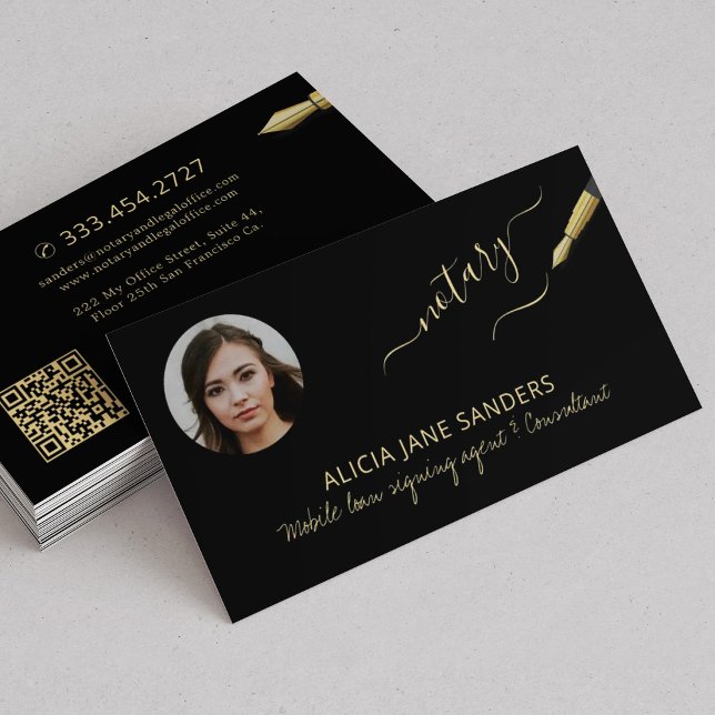 Modern photo notary signing agent business card (Creator Uploaded)