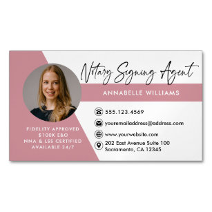 Modern Photo Notary Signing Agent  Magnetic Business Card
