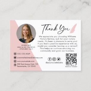 Modern Photo Notary Signing Agent Thank You Business Card
