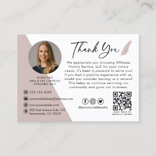Modern Photo Notary Signing Agent Thank You Business Card