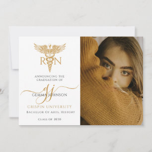 Modern Photo Nurse Graduation Gold Script Announcement