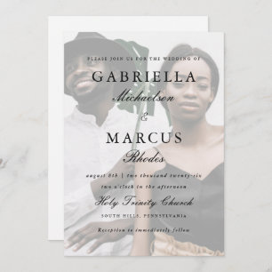 Modern Photo Overlay and Simple Typography Wedding Invitation