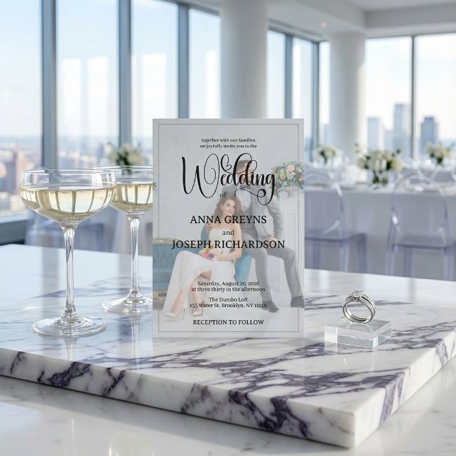 Modern Photo Overlay Black Calligraphy Wedding  Invitation (Creator Uploaded)