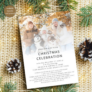 Modern Photo Overlay Boho Christmas Party Invitation