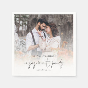 Modern  Photo Overlay Engagement Party Napkins