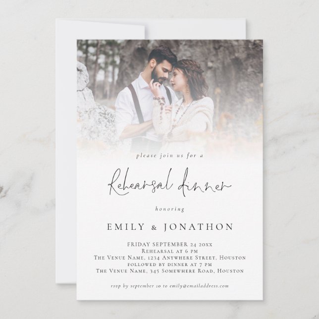 Modern Photo Overlay Rehearsal Dinner Invitation (Front)