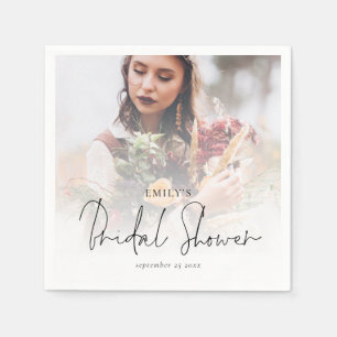 Modern Photo Overlay Script Bridal Shower Napkin