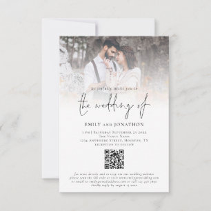 Modern Photo Overlay Script QR Code Wedding Invitation