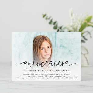 Modern Photo Overlay Script Quinceañera  Invitation