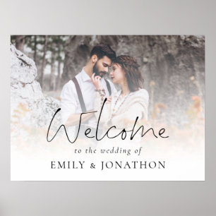 Modern Photo Overlay Script Welcome to Wedding Poster