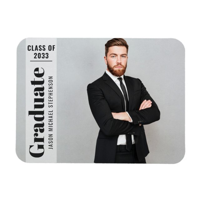  Modern photo overlay simple grad announcement Magnet (Horizontal)