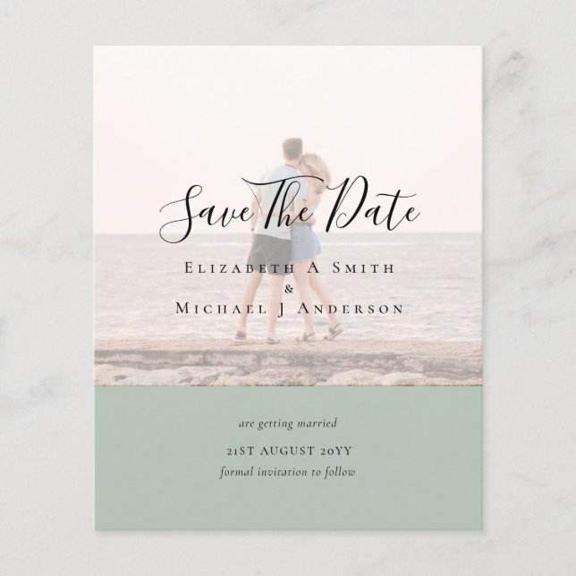 Modern PHOTO OVERLAY TEXT SAVE DATES Budget Flyer (Front)