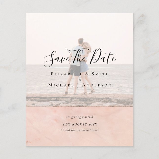 Modern PHOTO OVERLAY TEXT SAVE DATES Budget Flyer (Front)