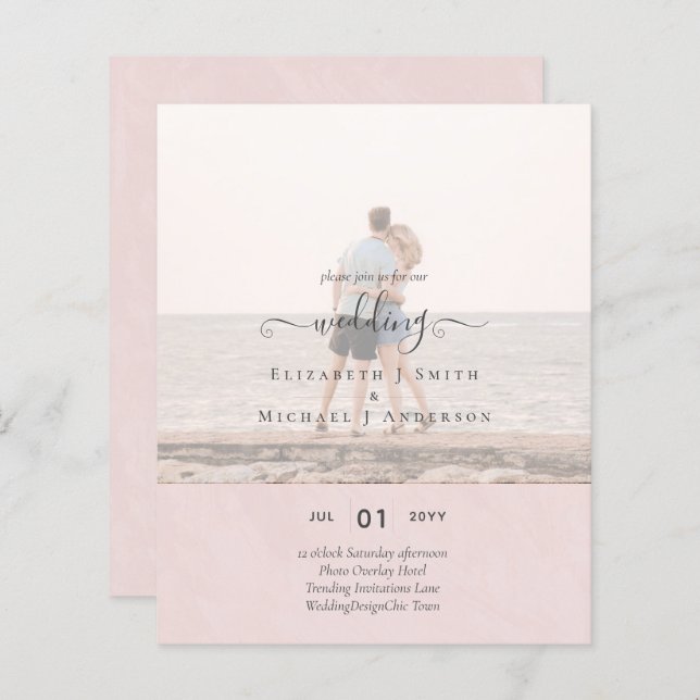 Modern PHOTO OVERLAY TEXT Wedding Budget (Front/Back)