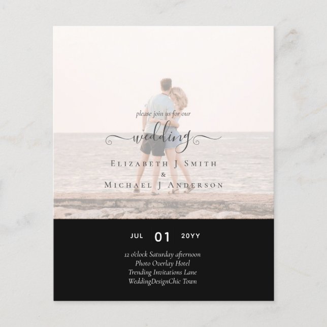 Modern PHOTO OVERLAY TEXT Wedding Budget Flyer (Front)